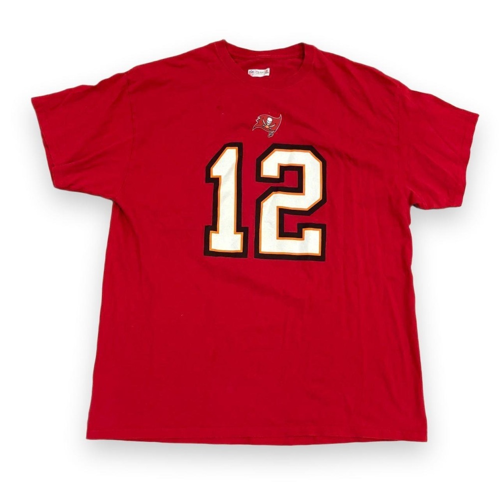 Tampa Bay Buccaneers Tom Brady No 12 NFL Red T-Shirt XL